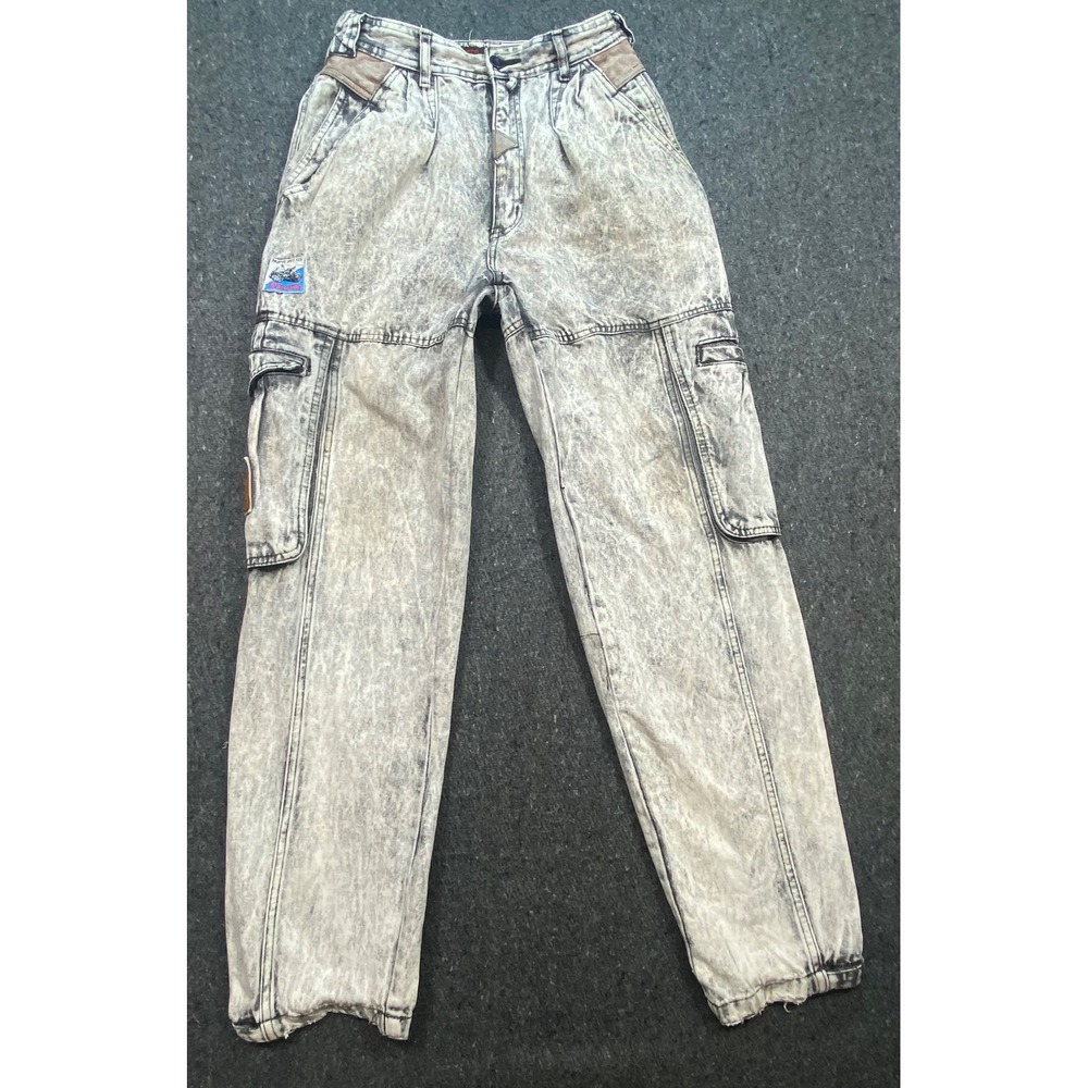 Maneuvers Vintage Grunge Women Size 18‎ Acid Wash Cargo Utility Pants Distressed